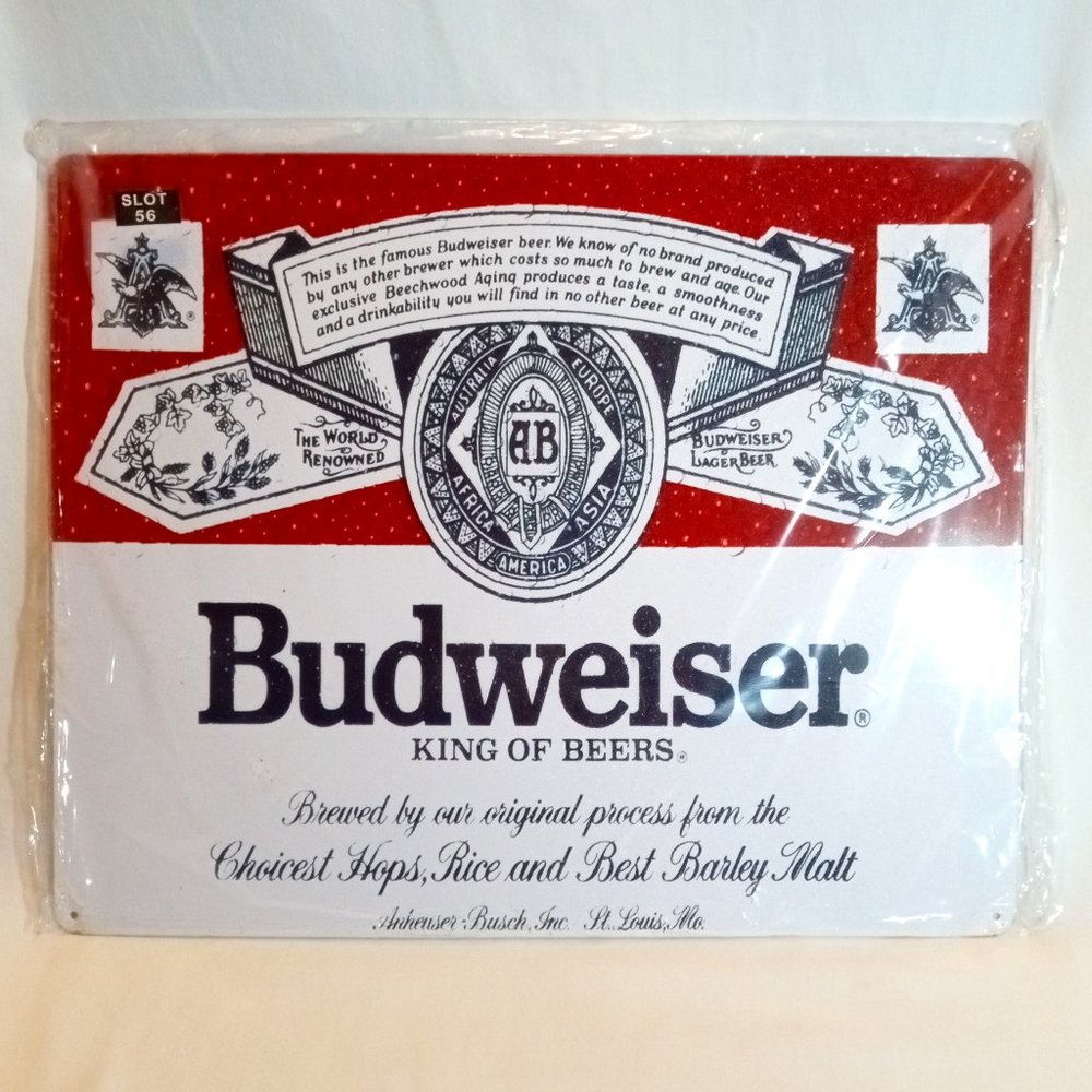 New Budweiser Metal Beer Sign
